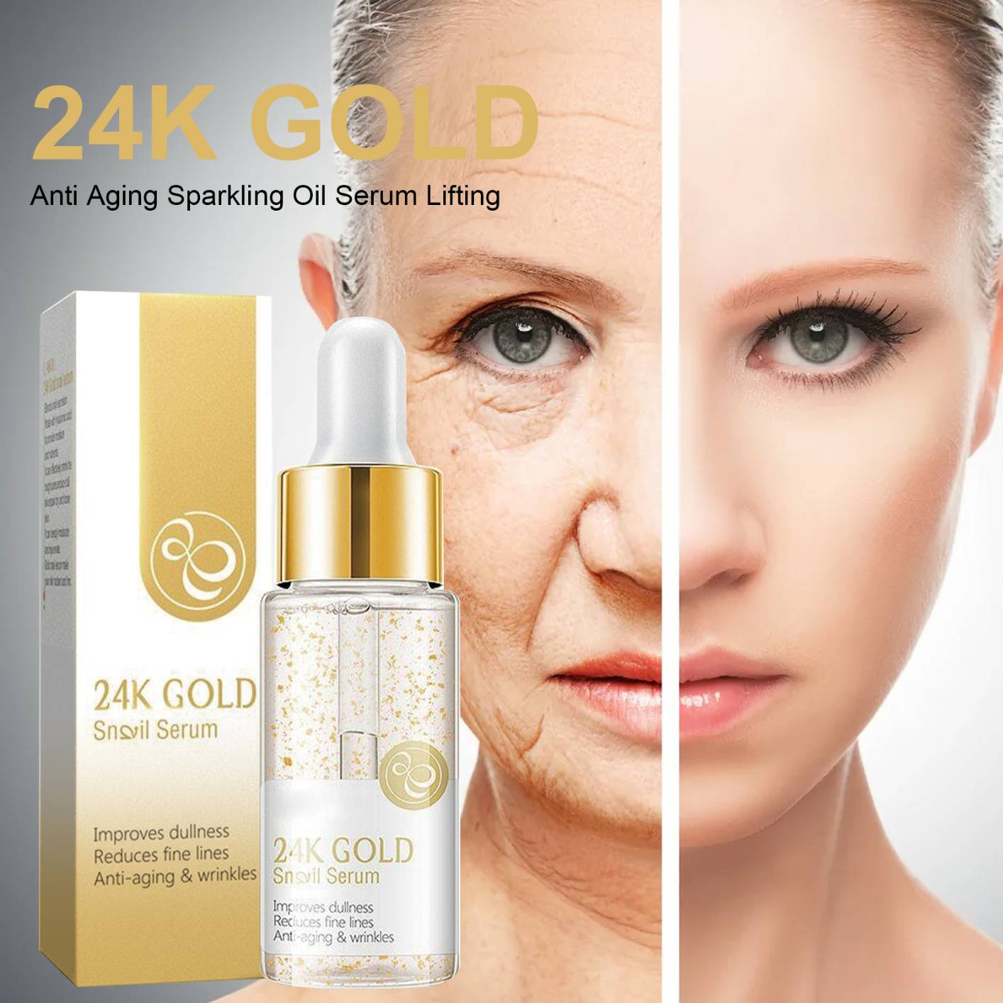 24K Gold Anti Aging Shining Oil Essence Firming Skin Anti-wrinkle Remove Fine Line Wrinkles Improve Dullness Lifting Facial Care