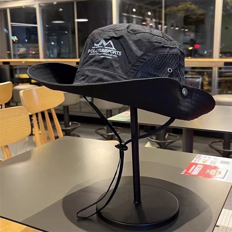 Men Women Outdoor Sun Hat, Wide Brim UV Protection Breathable Mesh Bucket Hat, Quick Dry Hiking Fishing Camping Boonie Hat with Chin Strap, 6 Colors Available, Fits 56-60cm Head Circumference