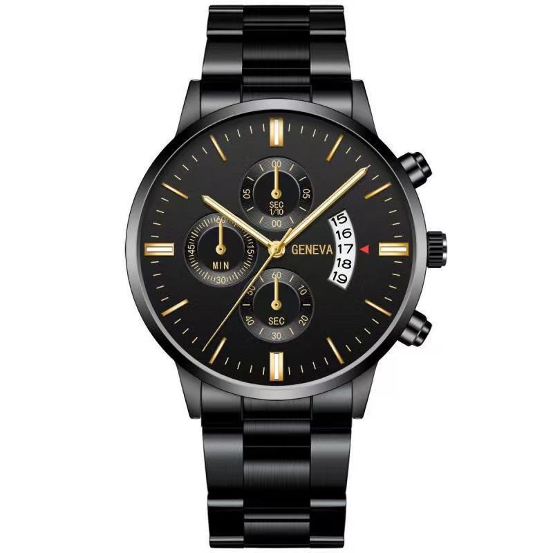 Calendar steel band watch men's large dial quartz watch men's watch foreign trade men's watch