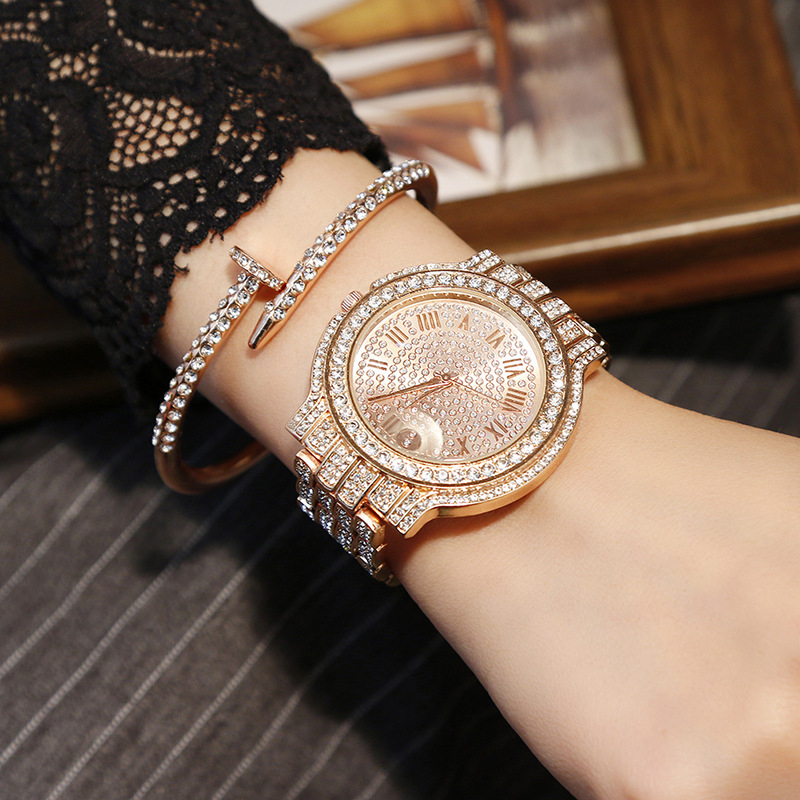 women's diamond-set watch set fashion girl nail bracelet and watch set