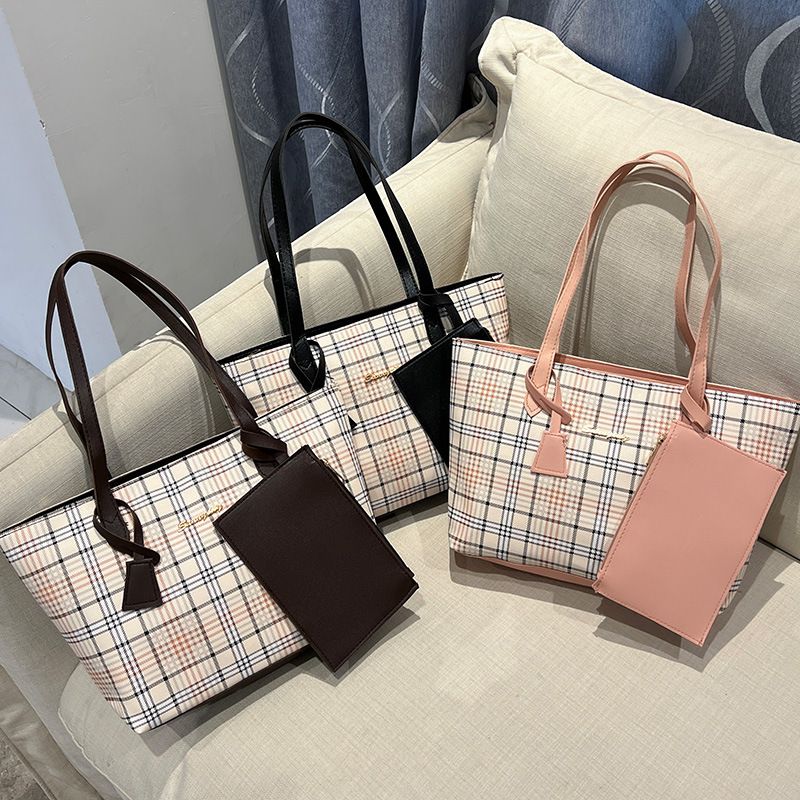 SC153 Women's New Check Print Shoulder Bag Large Capacity Shoulder Bag