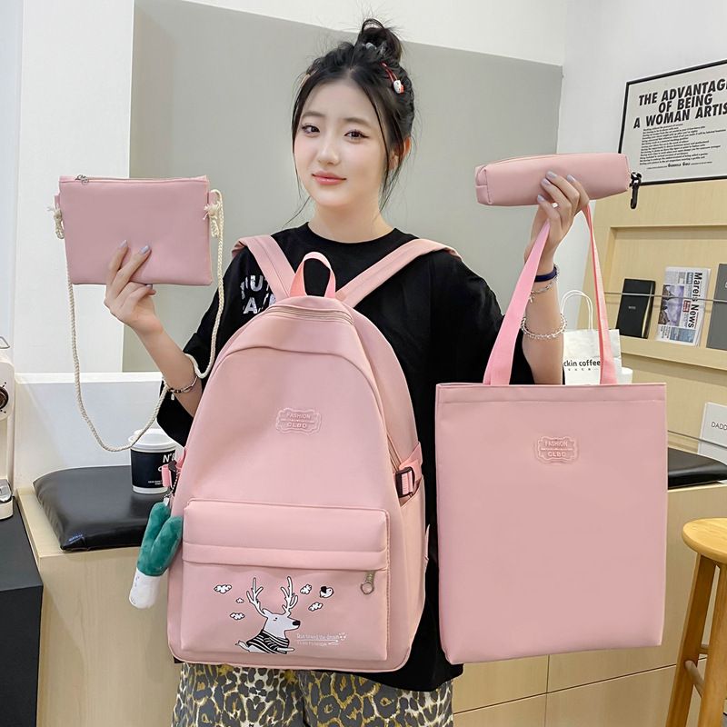 New backpack high school high school students large capacity backpack cartoon book four-piece student bag CL3004