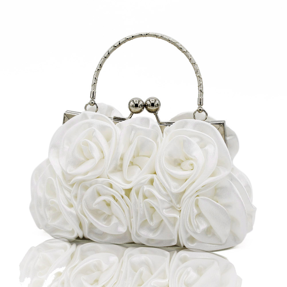 Female three-dimensional flower mobile phone small bag carrying bag white grey beige red handbags CRRshop free shipping female hot sell silk flower hand-stitched rose dinner dress bag bride bags women exquisite handbag beautiful present