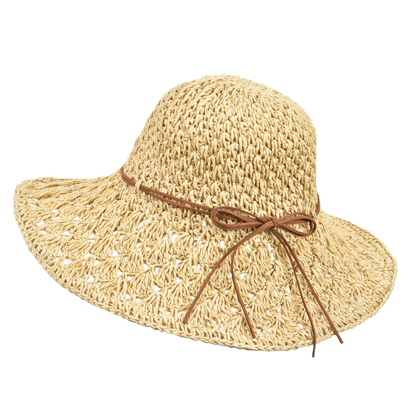 collapsible straw hat for ladies' summer  sunscreen beach hat travel holiday portability