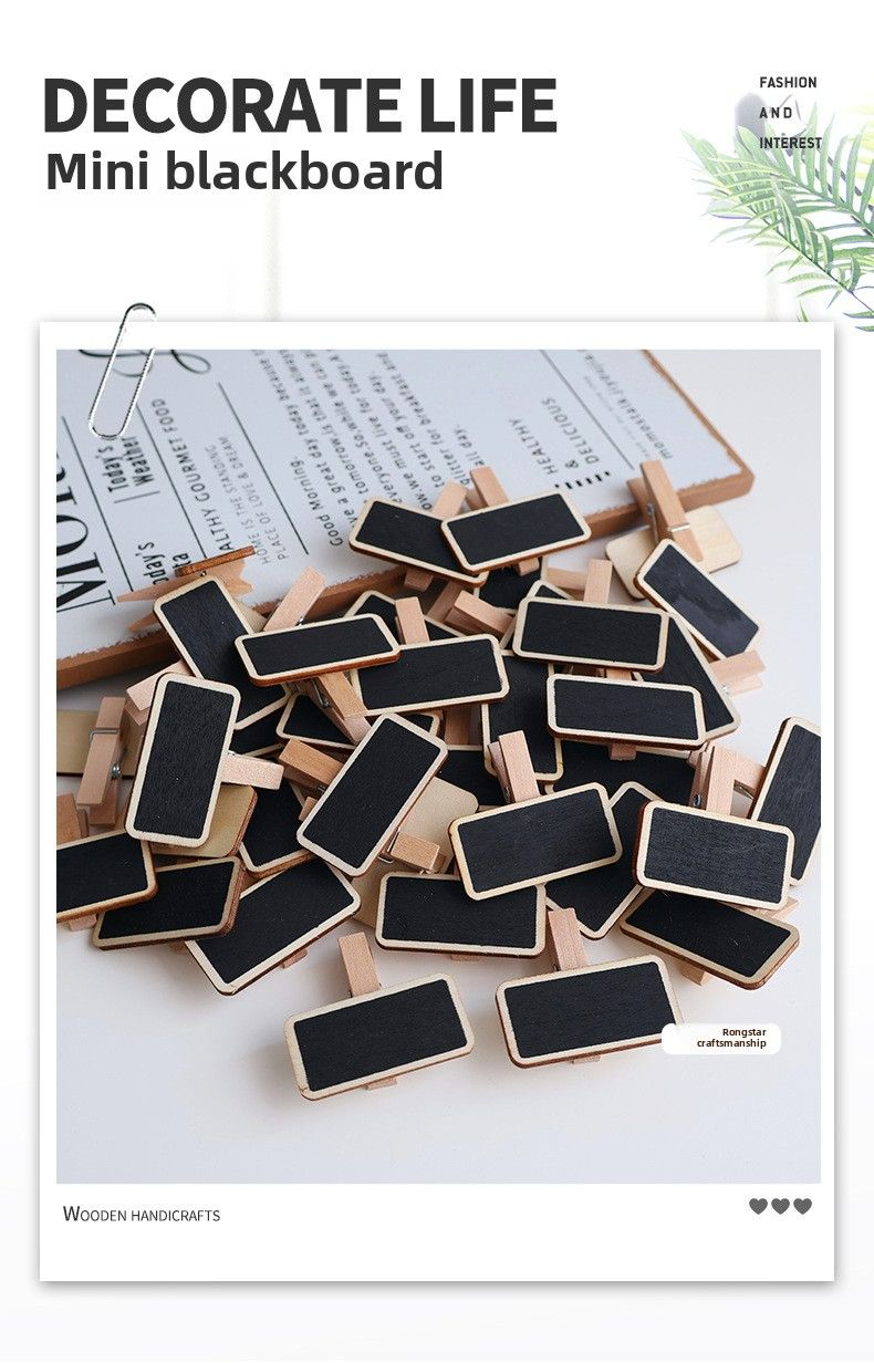 Mini chalkboard clip wooden display price tag sticky note clip mini photo clip small chalkboard