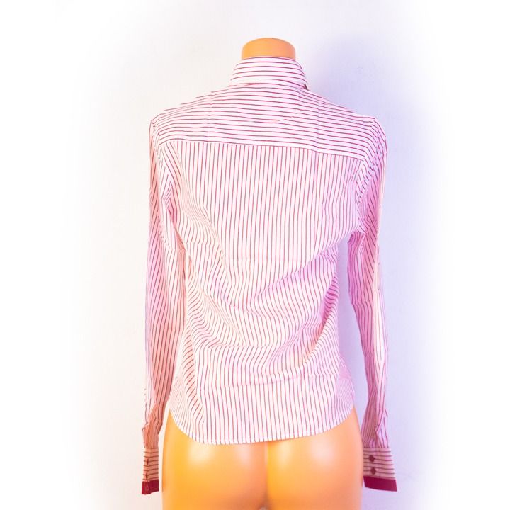 Super Latest Blouse Shirt With Red White Stripes Cotton For Women - Trendy red and white stripes for a fresh