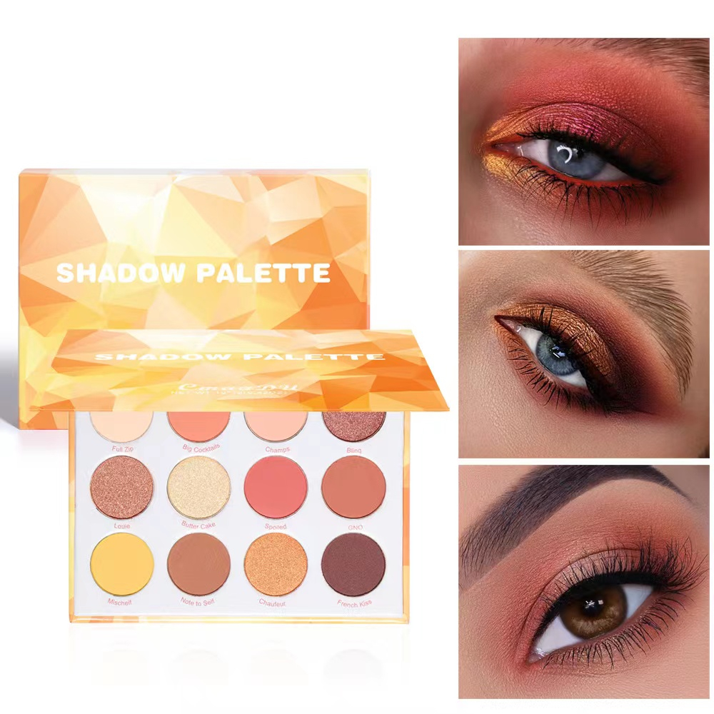 CmaaDu 12 Colors Eye Shadow Palette Makeup Matte Shimmer Glitter Powder Long lasting Waterproof Eyeshadow Pigment Board 