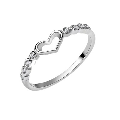 20210 Love Ring Hollow Set Inlaid  Crystal Heart-Shaped Fashion Ring for Mother's Day Gift