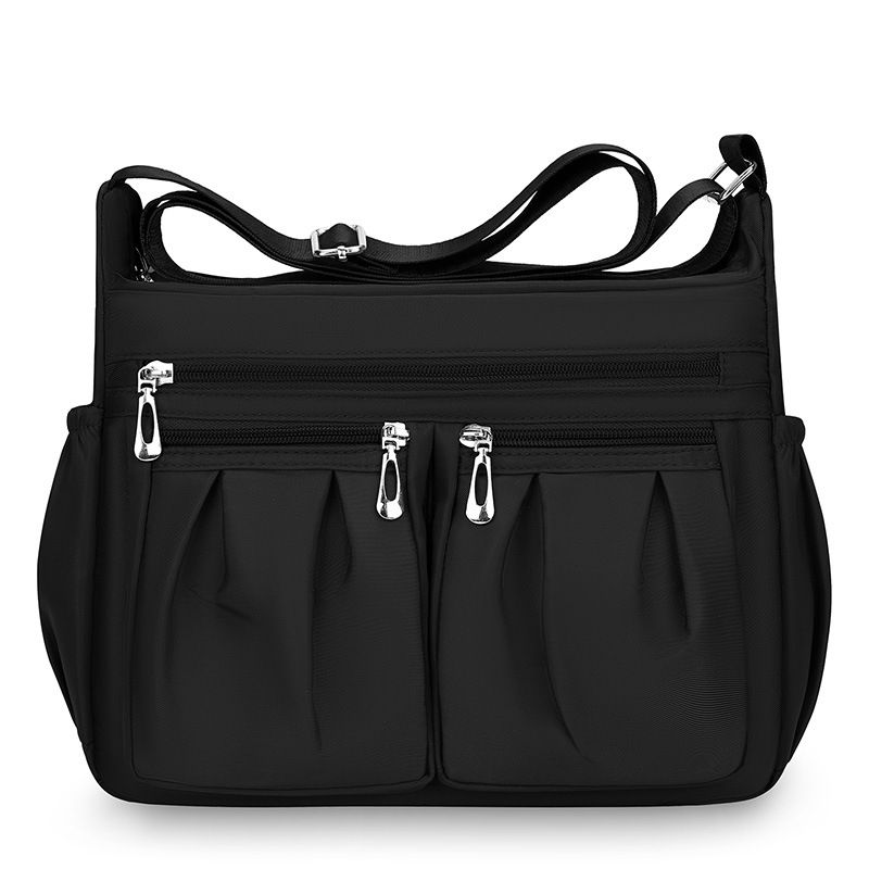 Solid Color Nylon Canvas Shoulder Bag Elderly Women Casual Oxford Crossbody Handbag

