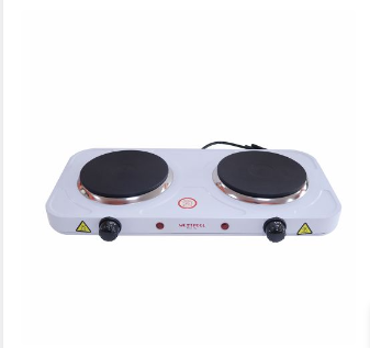 Portable 2 Burner Fast Heating Electric Hot Plate-2000W White