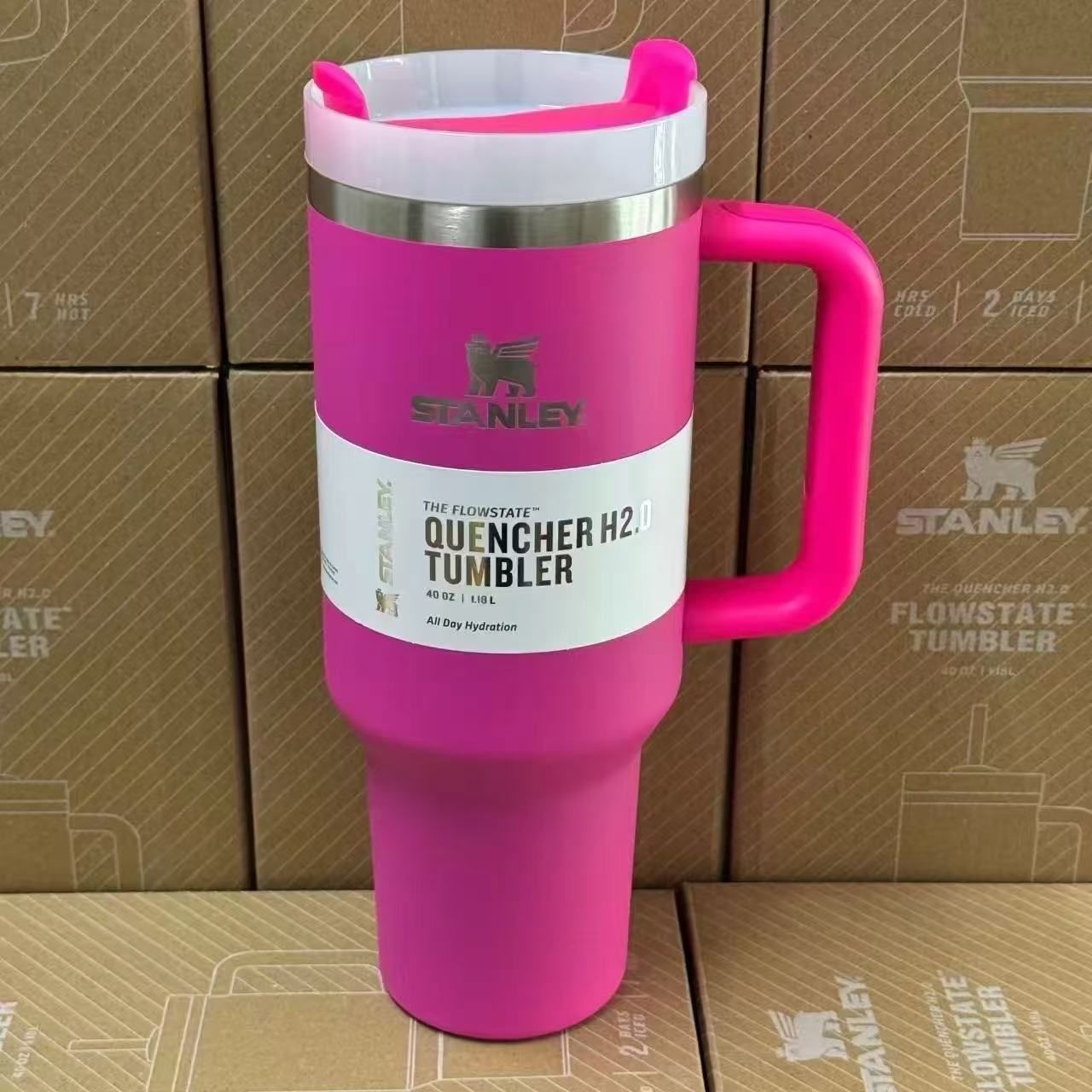 Stanley Tumblers - Large Capacity Travel Mugs in Pink, Blue, White, Blackrose red