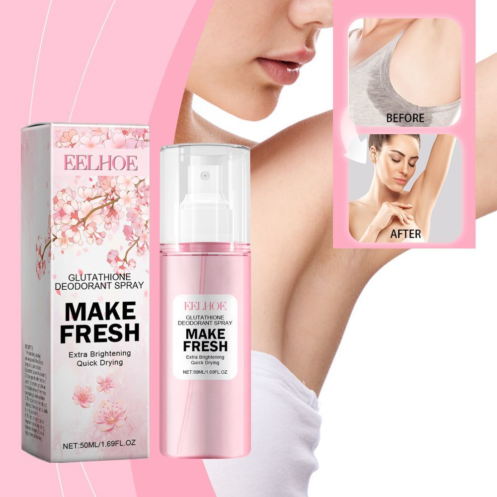 EELHOE Glutathione Deodorant Sprays Odor Remover Spray 50ml Natural Armpit Underarm Smell Removal Refresh Body Deodorant Liquid Summer Sweat Women Men Supplies