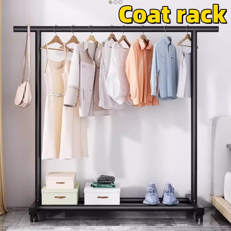 Coat rack, floor standing clothes hanger, movable clothes hanger, balcony drying rack vertical Storage Rack