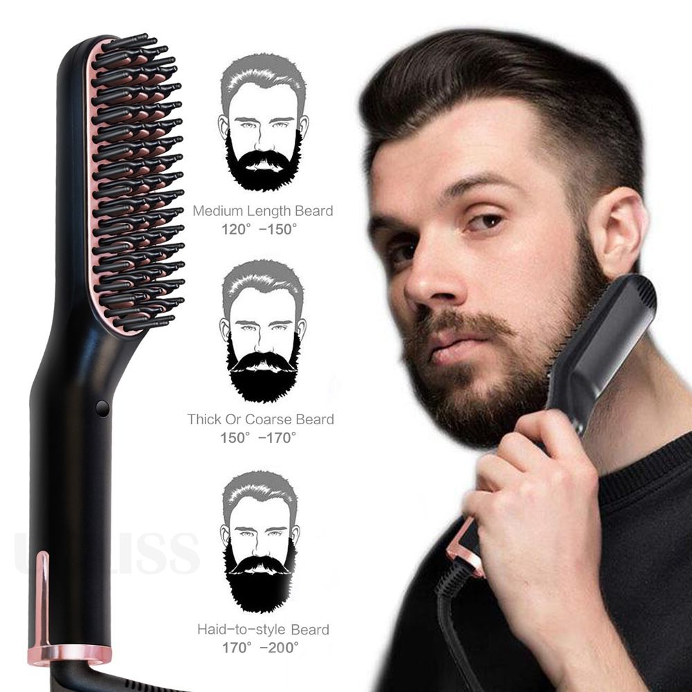 Men's beard straightener, beard comb, straight hair comb in stock, cross-border new mini men's electric beard styling comb