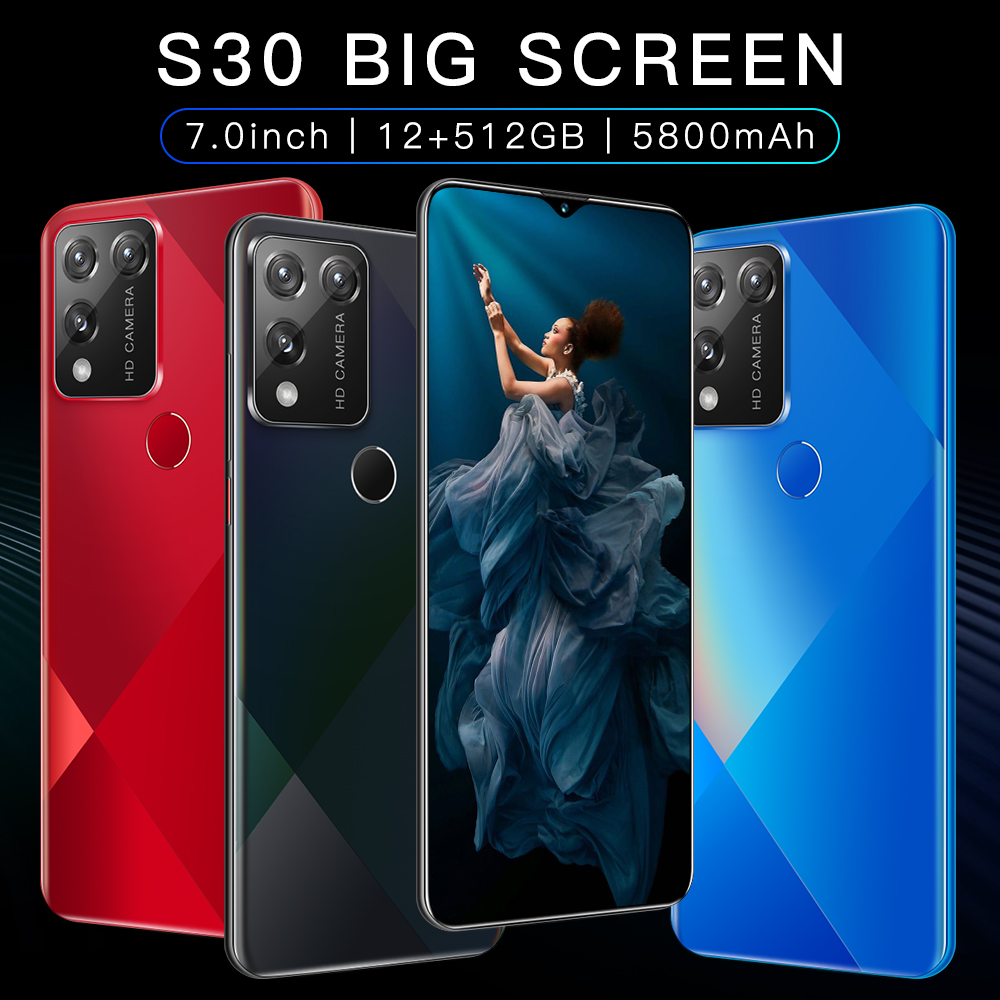 S30 Smartphone 7.0Inch Full screen 12GB RAM+512GB ROM Dual Sim Dual Standby Face Recognition Mobile Phone
