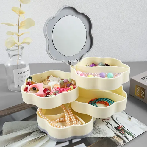 Jewelry Boxs Creative 4 Layers Rotatable Plastic Jewelry Container Case  Earrings Ring Multi-Function Jewelry Storage Box
