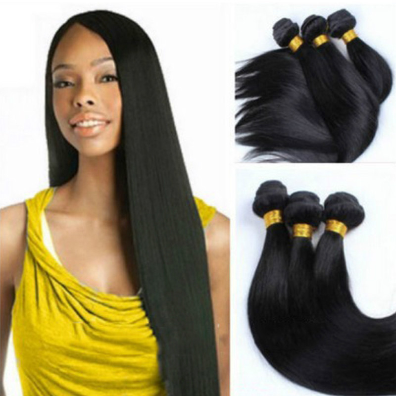 FT001 16 Inch 24 Inch Brazilian Virgin Human Hair Extension Hair Weave Bundles Straight Unprocessed Natural Black Color