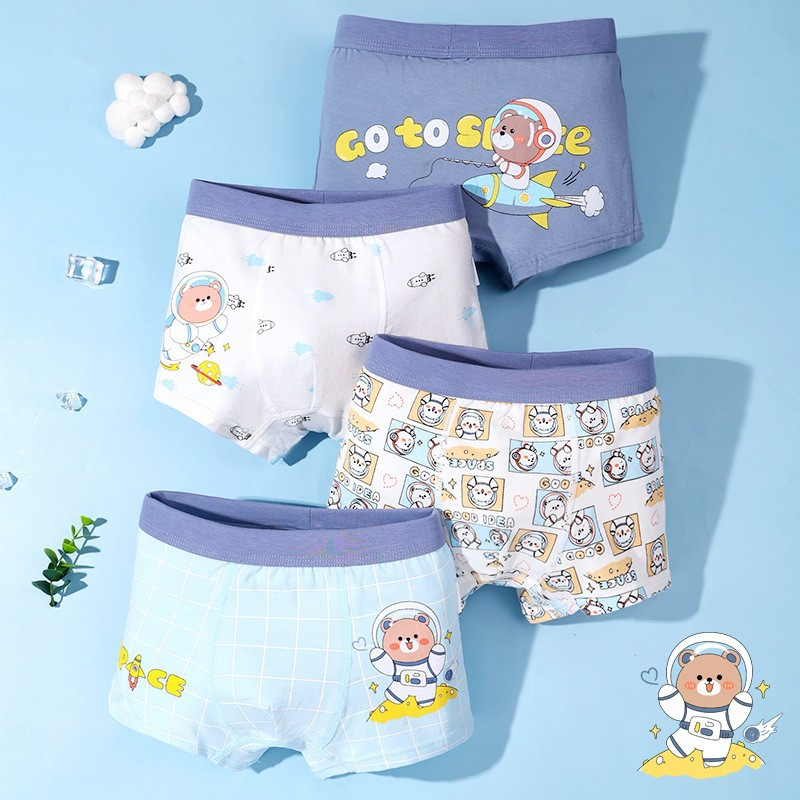 8011 4Pcs/Lot Cotton Kids Underwear Boxer Baby Children Panties Briefs for Boy Teenager Underpants 2-14Y