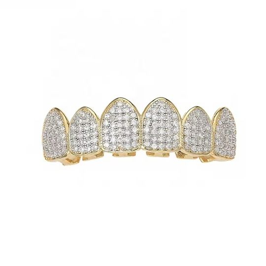 Hip-hop grill crushed ice jewelry braces micro-inlaid zircon personality trend jewelry colorful TeethGrillz