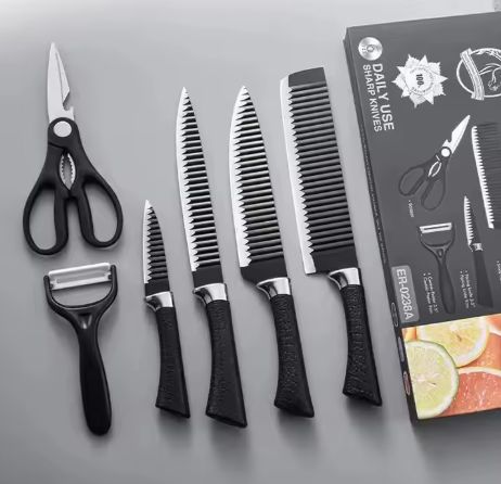 6PCS Kitchen Knives 2025 Hot Multifunction Stainless Steel Sharp Blade 6pcs Non-Stick Knives Set Accessories Fruit & Vegetable Tools