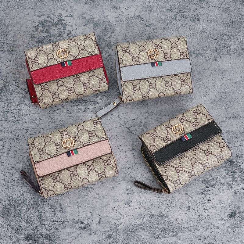 New Short Wallet with Print, Multi-Card Slots for Students, Large Capacity Organizer Wallet with Accordion Design
