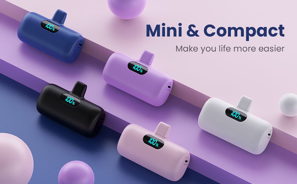 Portable Charger 5200 mAh for iphone Lightning Head, 65% Charged/30min 22.5W Fast Charging Mini Power Bank for iPhone 15 Pro Max/14/13/12/11