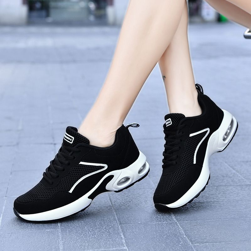 Casual women's shoes Fashion black mesh comfortable sports shoes thick soled flying mesh fabric casual sports women's shoes 617