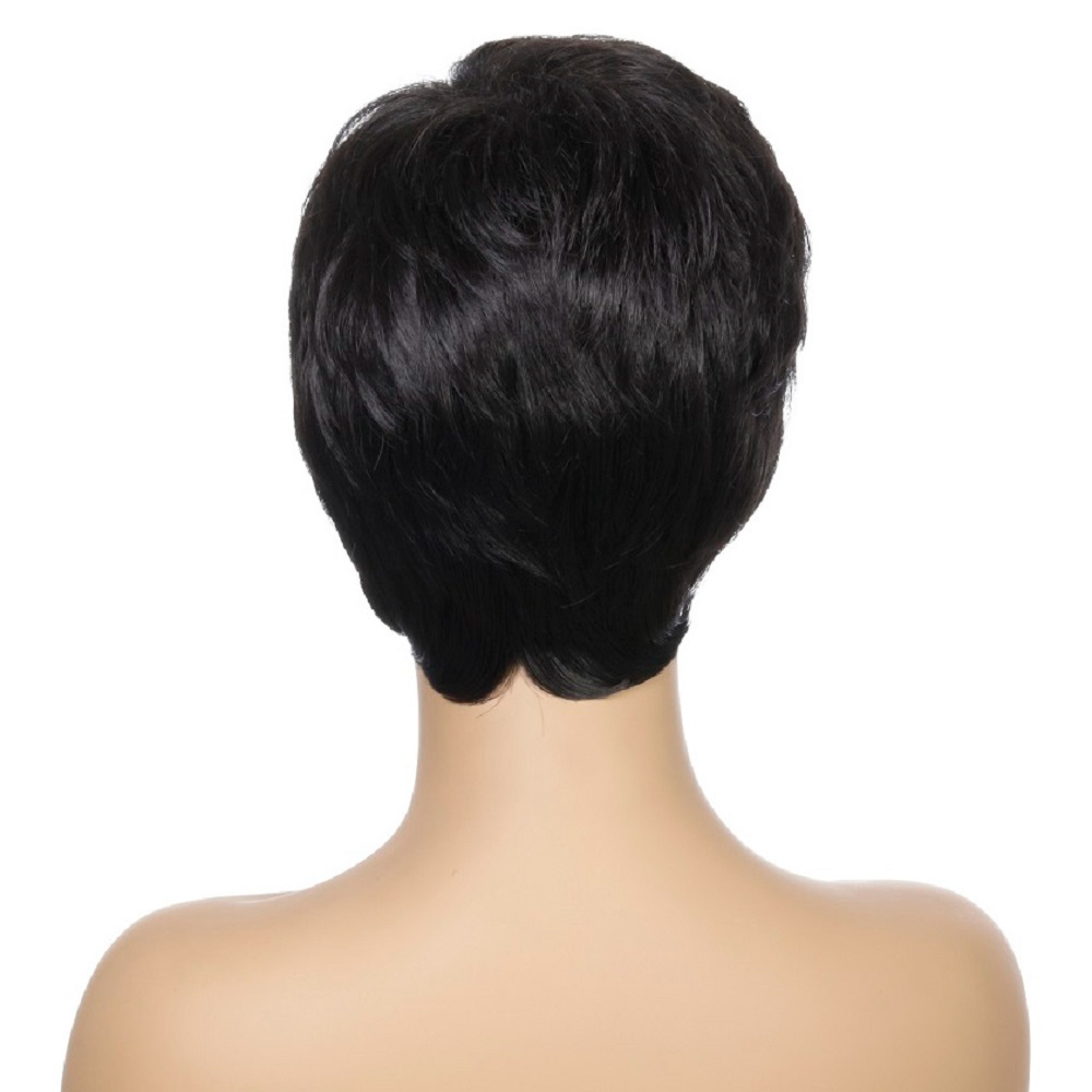 c8127/3707 Short Pixie Cut Wigs With Bangs Cute Brown Wig for Women Men Wigs Natural Looking Wig Heat Resistant Fiber Daily Party Wigs