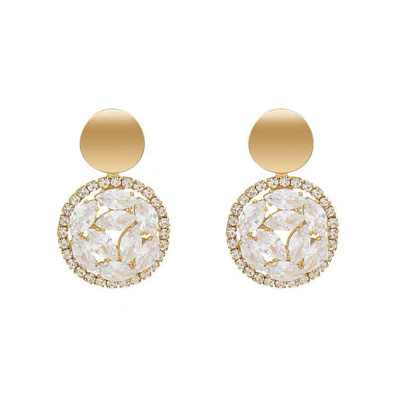 5189 ladies brilliant stud earrings round pendant girls earrings simple design jewelry stud earrings