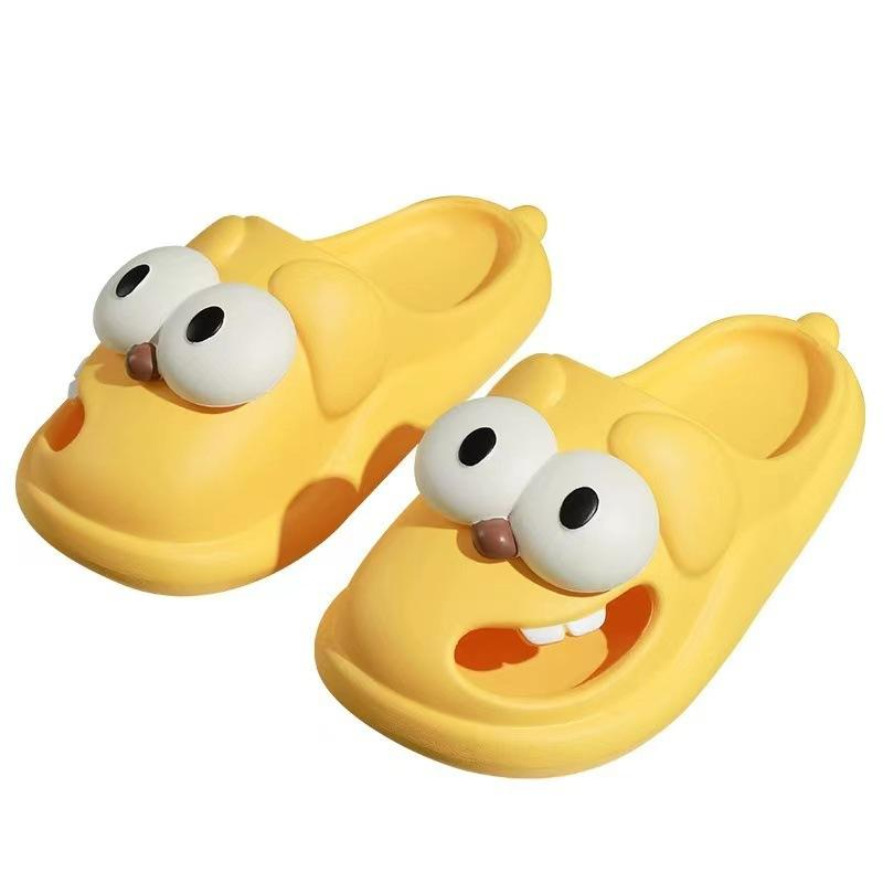Women Cartoon Slippers Cute Big-Eyed Dog Package Head Slippers Home Anti-Slip Slippers