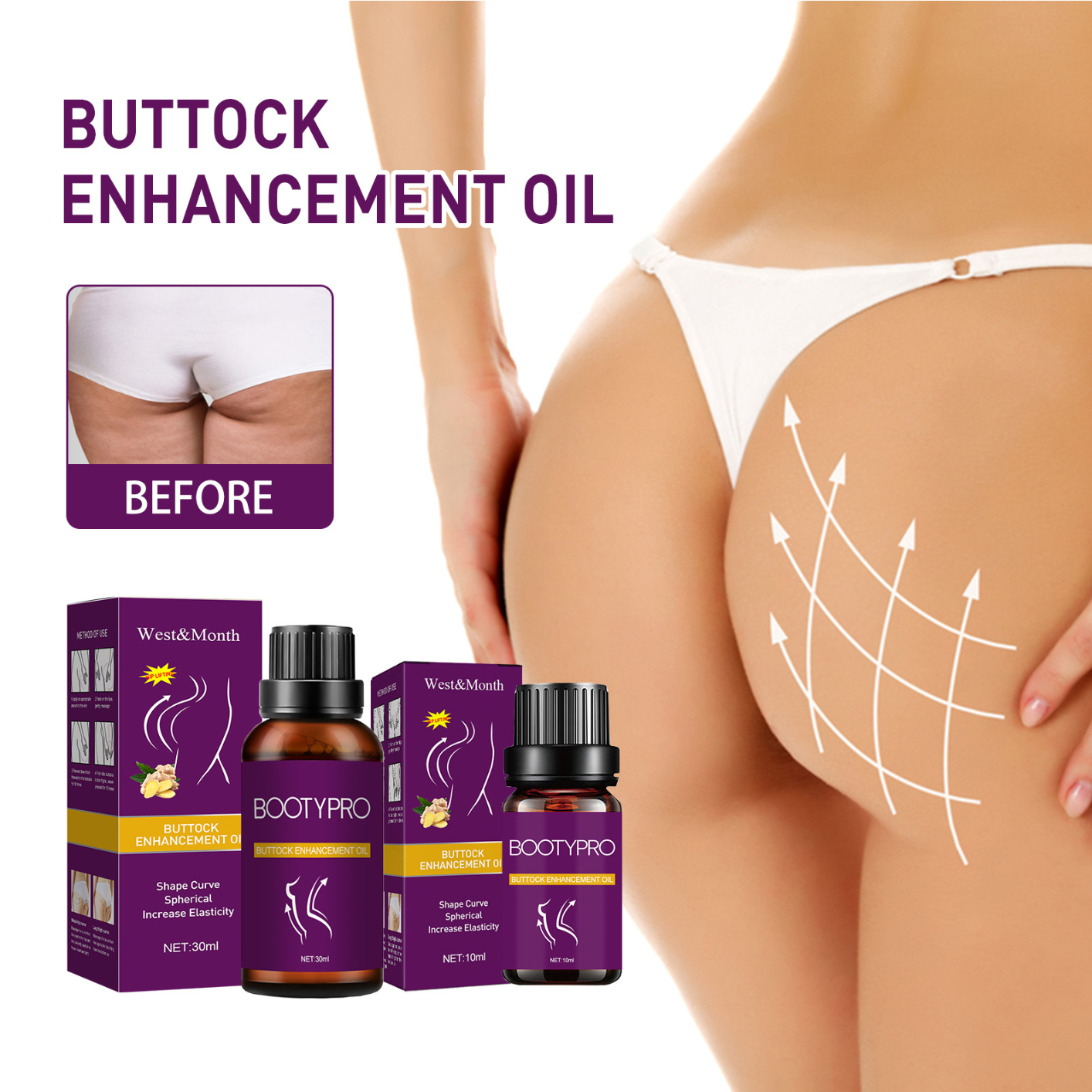 Plump Up Booty Enhancement Oil, Booty Enhancement Oil, Hip Lift Up Essential Oil, Hiplift Buttocks Essential Oil, Hip Lifting Massage Oil, Butt Firming Enhancement Essential Oil for Women