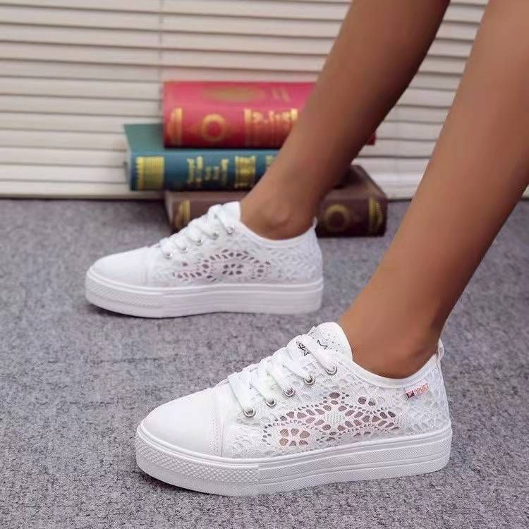 2025 Europe and the United States cross-border 42-43 large size women's shoes new hollow mesh surface breathable trifle thick sole leisure single shoe women