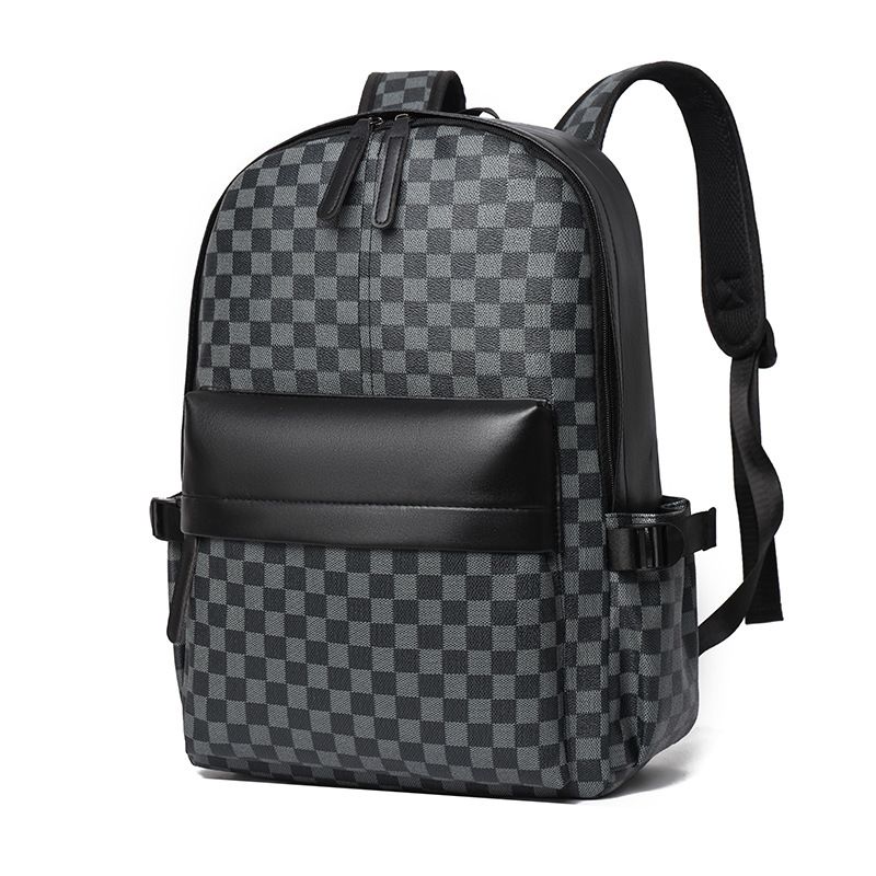 Business Package Checkered Backpack Versatile Casual Men Women Commuting Computer Backpack Large Capacity Travel Backpack Schoolbag