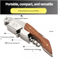 Creative Haima Knife Red Wine Bottle Opener Multi functional Stainless Steel Pear Wood Wine Beer Bottle Starter Wine Opener
