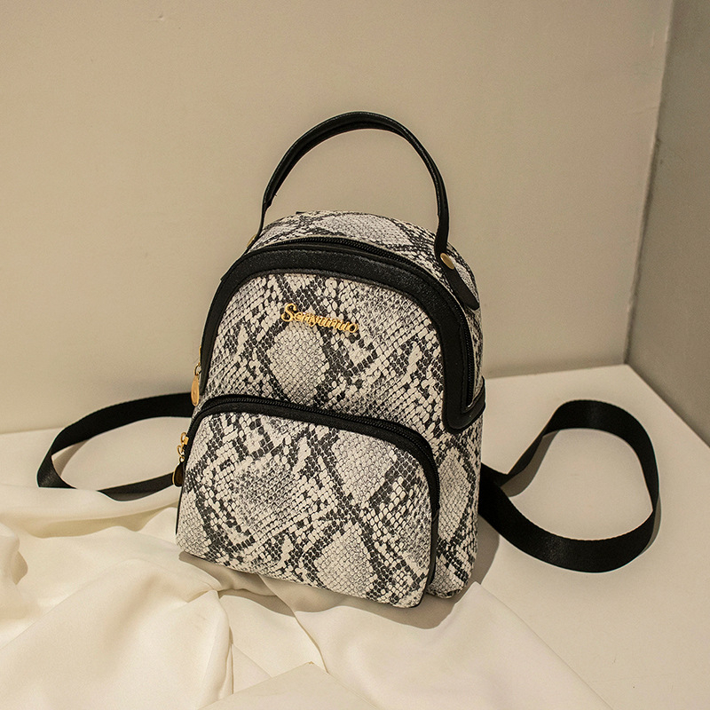 #1115 women's mini backpack vegan leather pouch snake print backpack