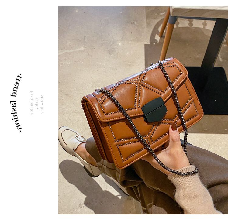 Black bag women's bag 2024 new fashion Korean version chain shoulder cross PU small square bag