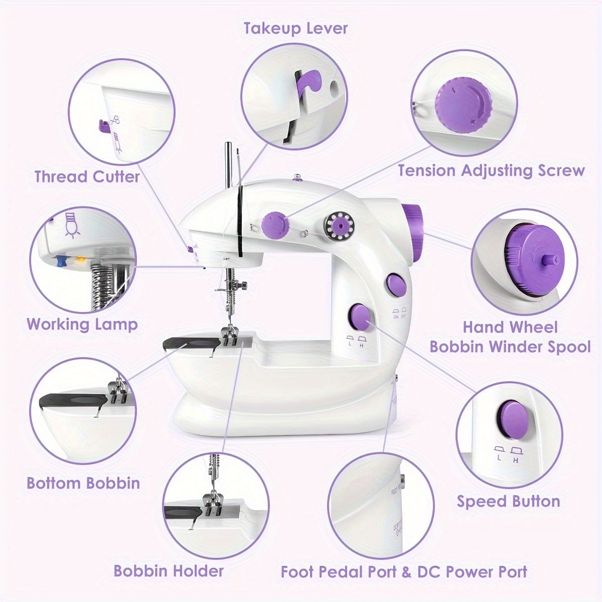 Small electric sewing machine, home portable table tailor sewing machine, no battery required