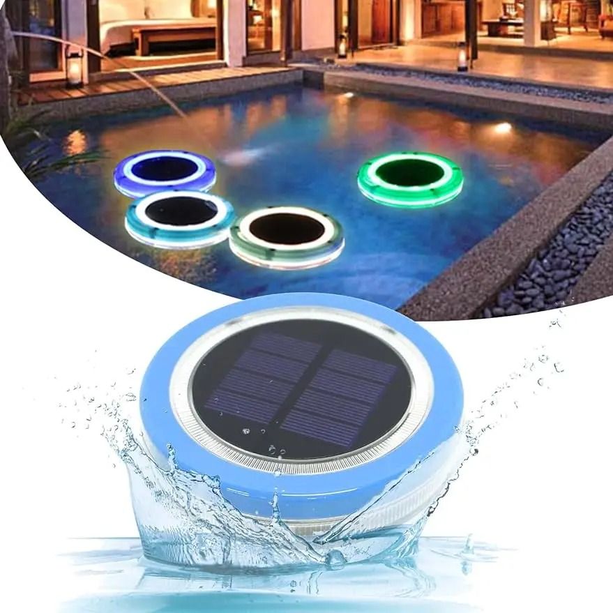 AUNONT Outdoor Waterproof Solar Floating Pool LED Lights, Pool Lights Solar Waterproof Pond Strip Solar Pool Lights Waterproof Garden Lawn Lights Mood Lights