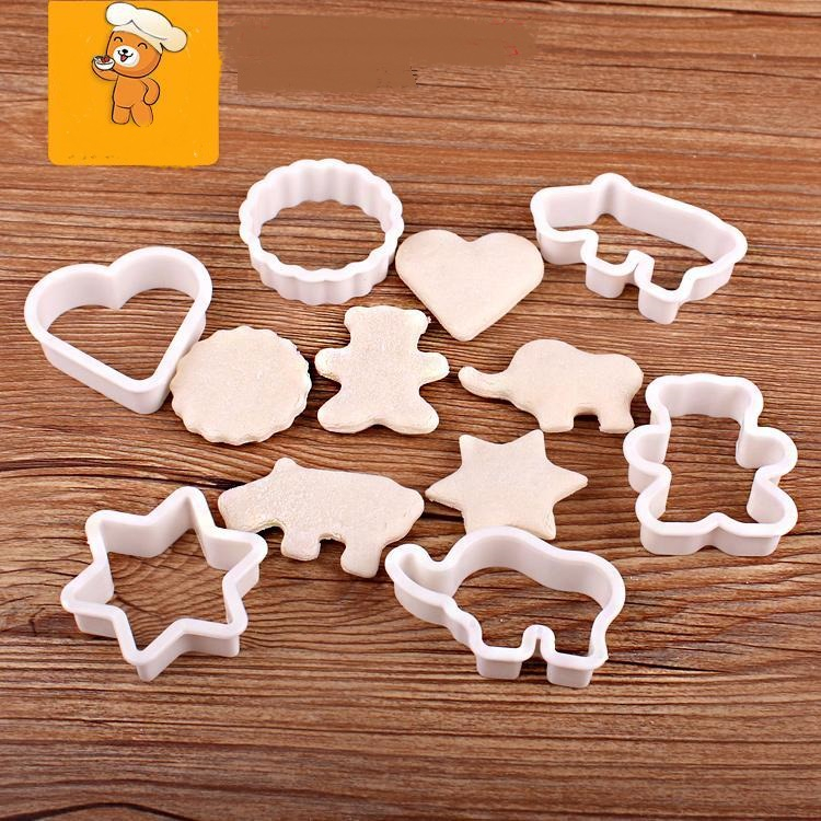 Baking molds 6 sets plastic cookie molds mousse ring vegetable cut pineapple puff pastry bear cookie mold
