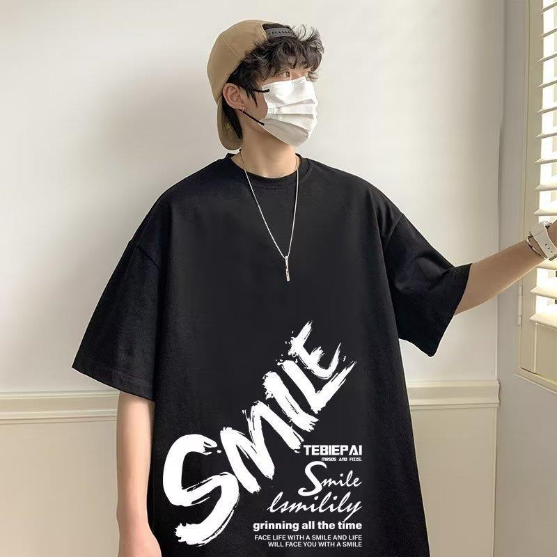XL Men's Summer New Letter Printing T-Shirt Loose Casual Half Sleeve Top