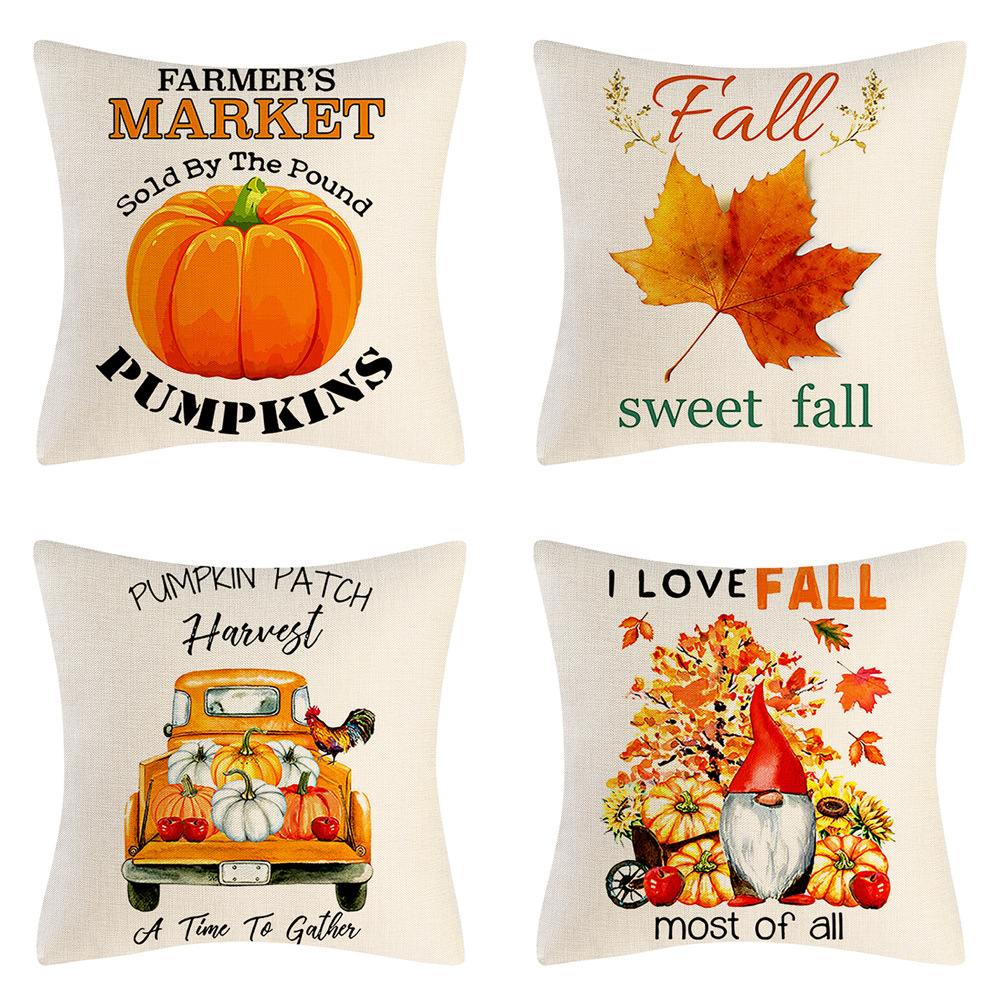 FAMJ-01 Fall Pillow Covers 18x18, Thanksgiving Decorations Pillow Covers Fall Throw Pillow Covers Sunflower Pumpkin Outdoor Autumn Farm Truck Pillows Decorative Thanksgiving Decorations for Home