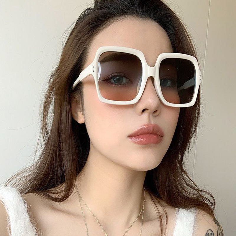 3378 Vintage Oversize Square Sunglasses Women Luxury Brand Big Frame Women Sun Glasses Black Gradient Female Glasses Oculos