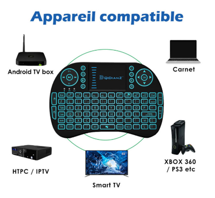 2.4G I8 Mini Keyboard Wireless Keyboard Backlit Air Mouse English Russian Spanish French Remote Control for Android TV BOX