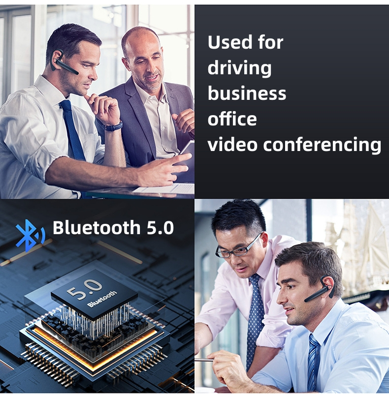 Business car ear mounted smart earphones CRRshop free shipping single ear Bluetooth earphones Long endurance business car ear mounted call music earplugs Wearing it for a long time won't hurt your ears driving business office video conferencing earphones Waterproof 