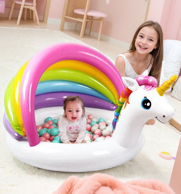 Children's ocean ball pool inflatable castle baby swimming pool fence indoor wave pool home baby toy sharkunicorn