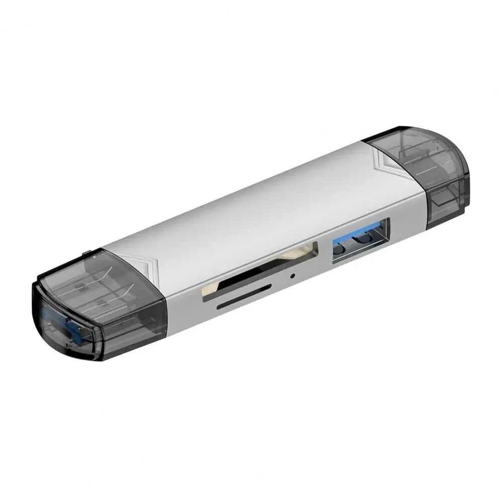 6 In 1 Multifunction USB 3.0 Card Reader U Disk TYPE-C/Usb/Tf/Sd Flash Drive Memory Card for Adapter Phone Laptop ComputeSilver