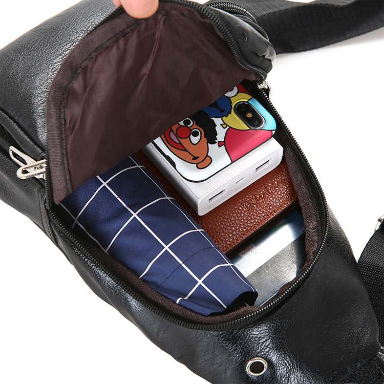 Men's chest bag 2023 new Korean shoulder bag diagonal bag casual fashion trend pu small backpack
