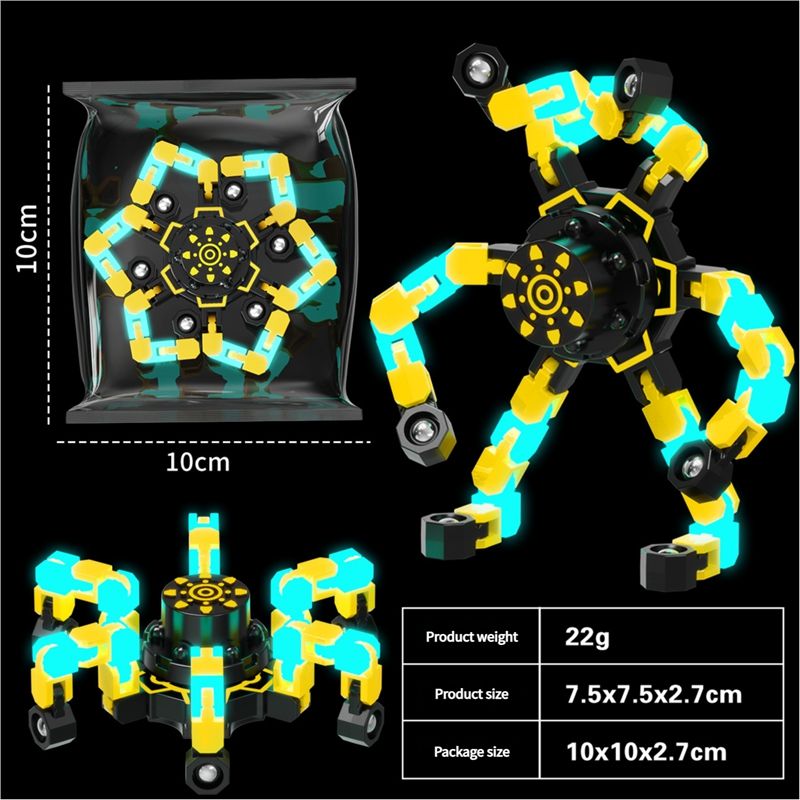 Fidget gyroscope toys luminous deformation changeable mechanical finger gyroscope decompression artifact children's spinning fun boy