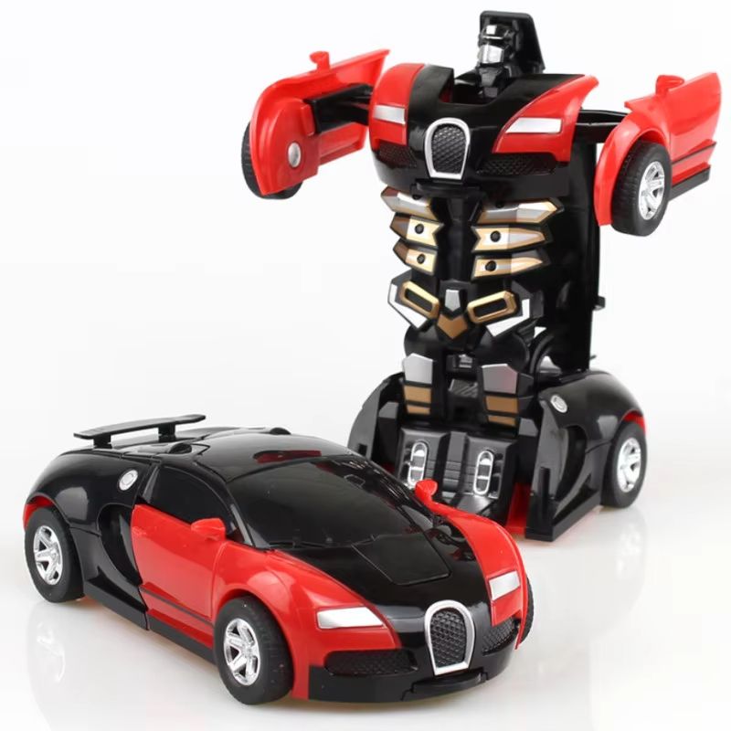 Transforming Robot With One Click Automatic Shape Conversion Boy Gift Toy Car Parent Child Interaction Model CarRed
