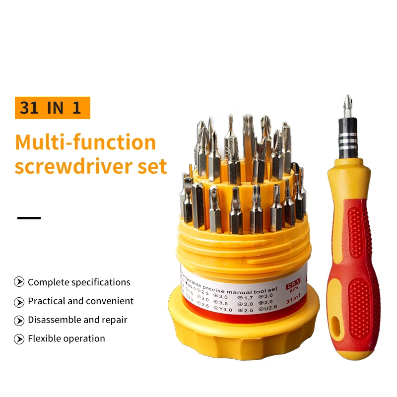 Hand Tool 31Pcs Screwdriver Kit Small Mini Combination Universal Set Dismountable Antiskid Handle Multifunction Repair
